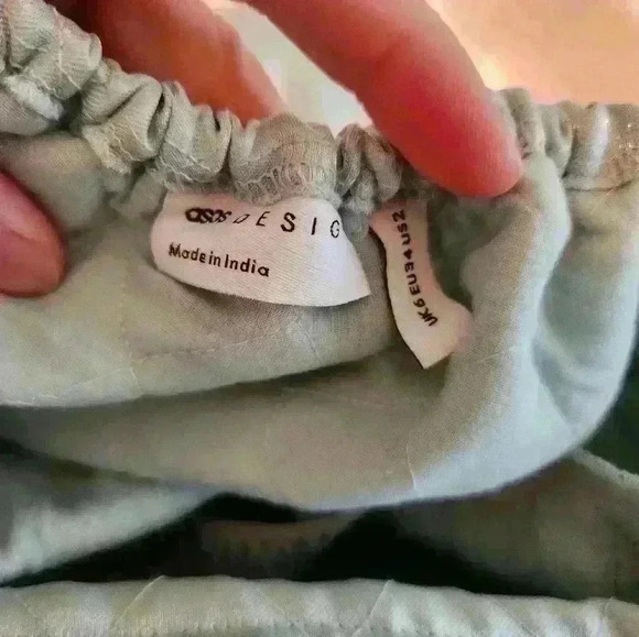 ASOS Mint White Chocolate Peplum Quilted Green Silver Holiday Top Sleeveless - Picture 7 of 10